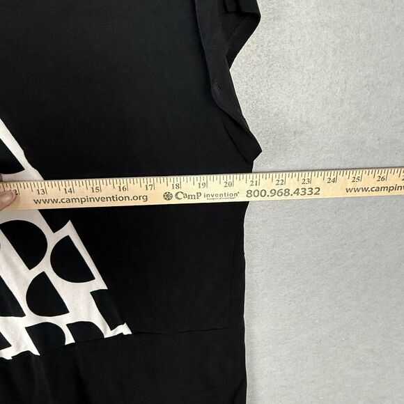 Chico's Top Womens Sz 2 Large Black and White Liquid Slinky Knit Sleeve V-Neck - Picture 2 of 6